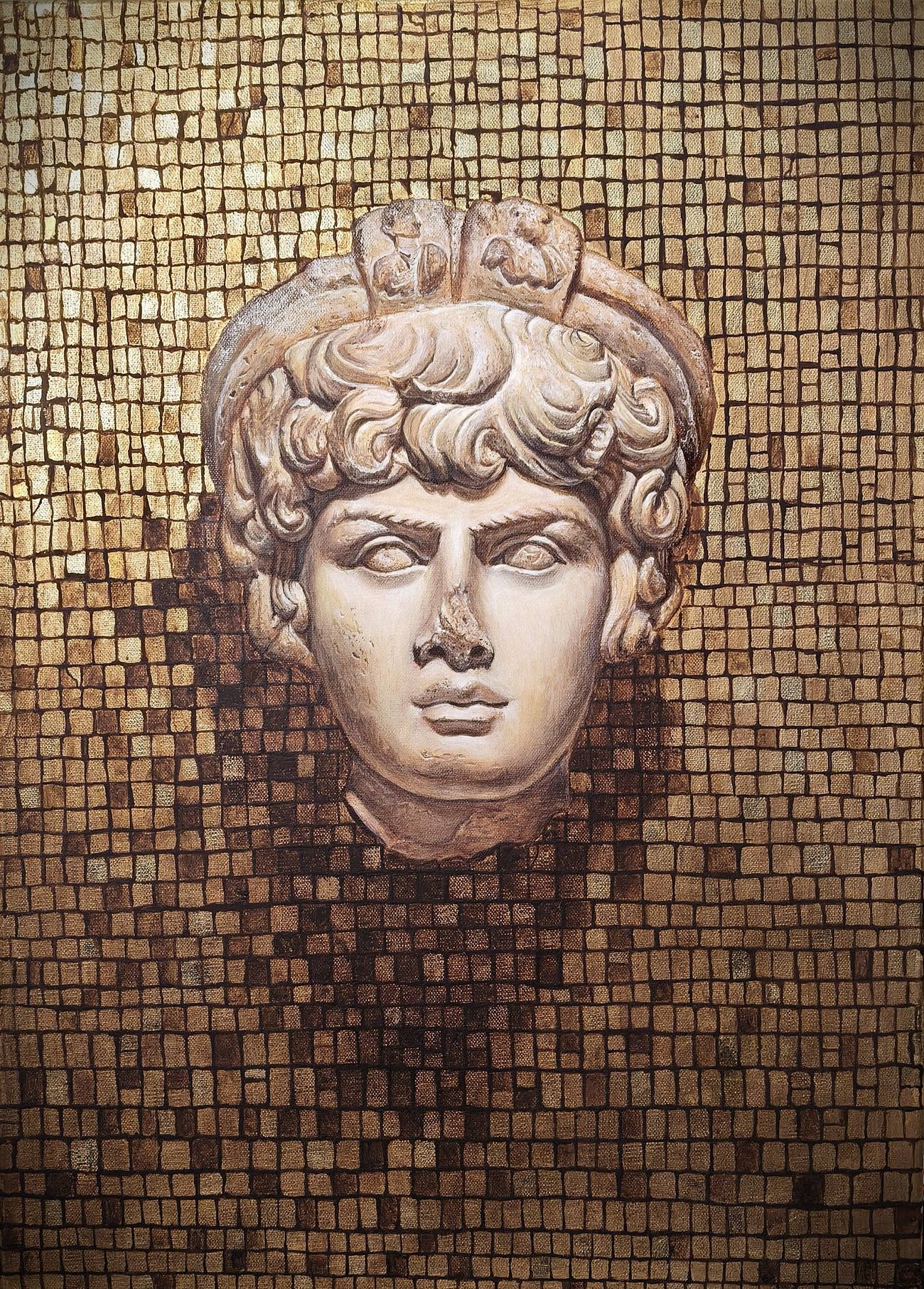 Antinoo Aureo, acrilico e foglia d'oro su tela