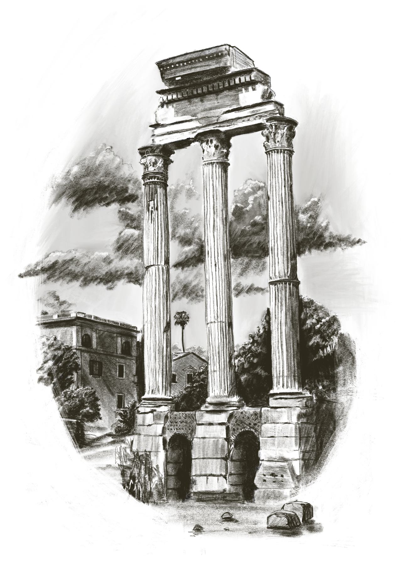 Foro Romano, disegno a carboncino