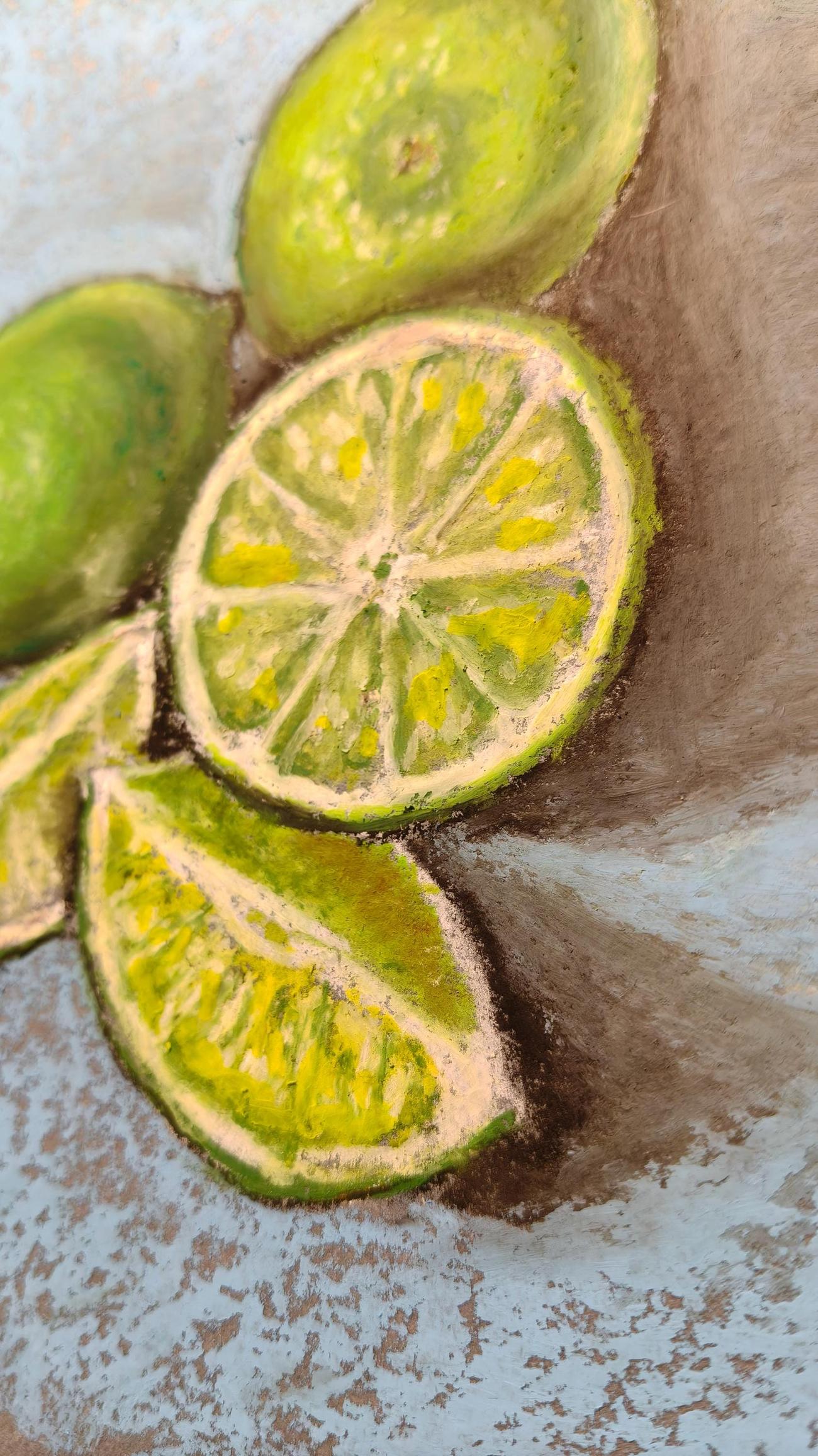 Il Gusto di Lime, natura morta a pastello a olio