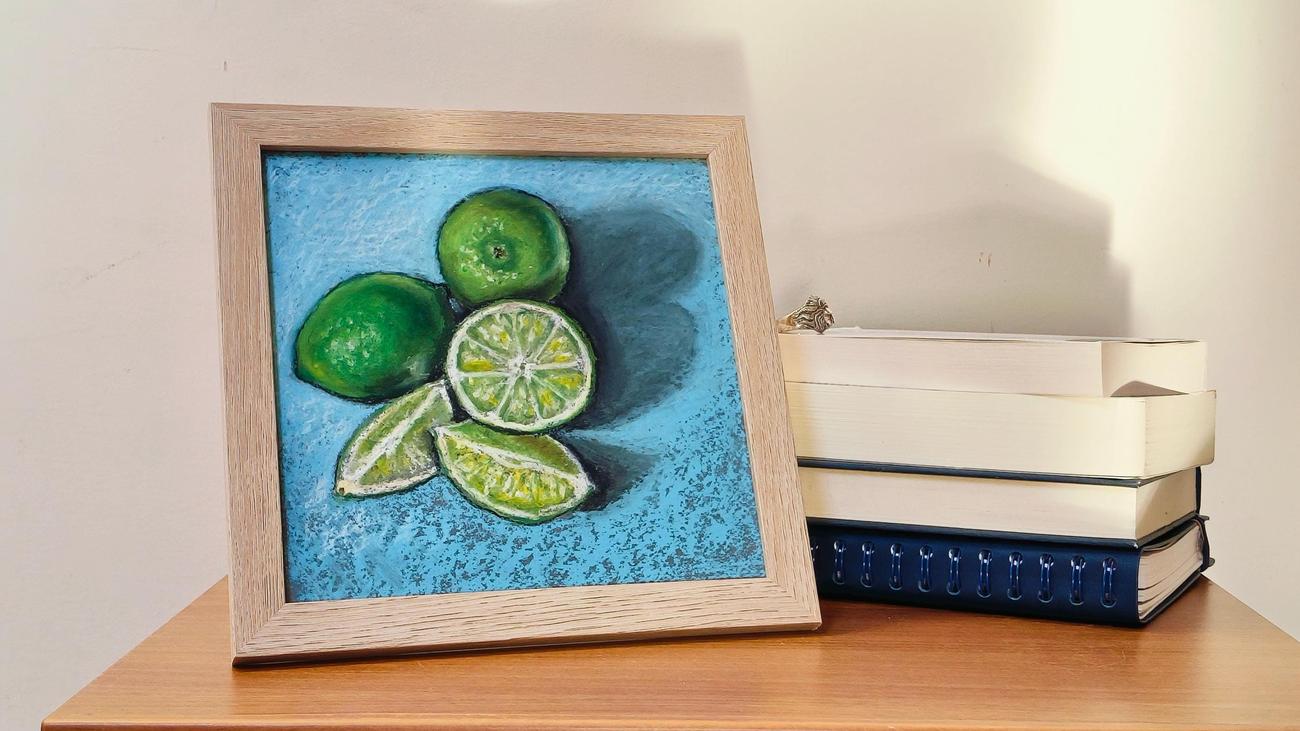 Il Gusto di Lime, natura morta a pastello a olio