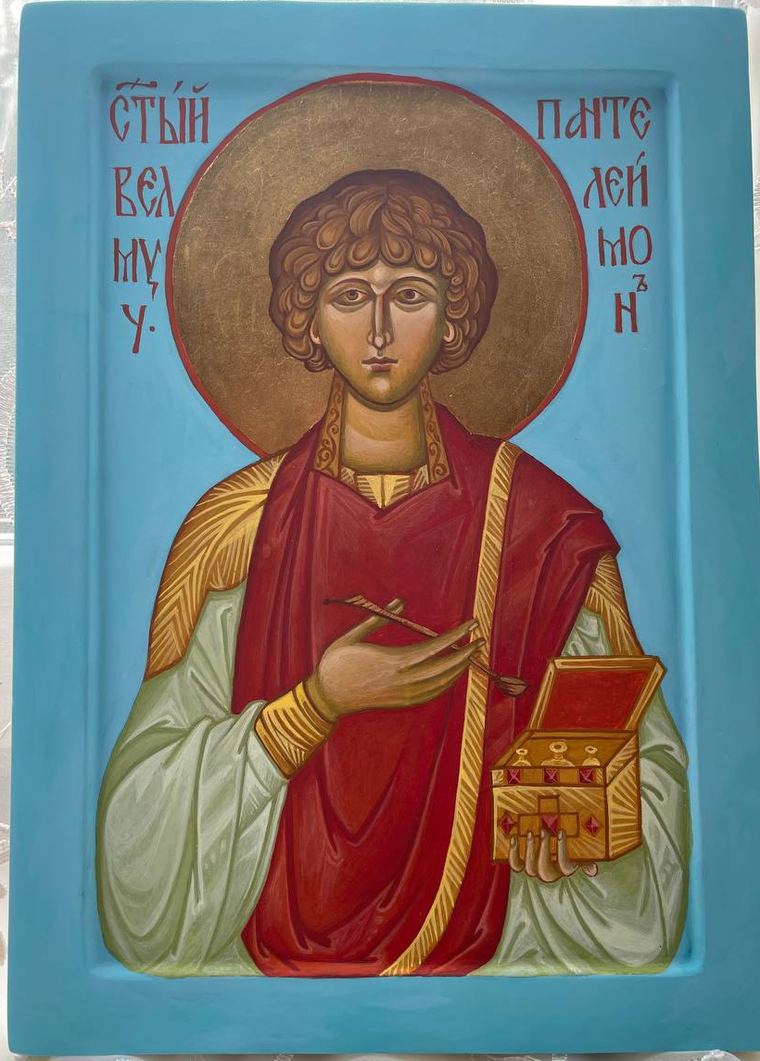 Icona di San Panteleimone, in stile russo